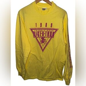 Vintage 1989 Bike-A-Thon GM double graphic long sleeve shirt Hanes Beefy Sz L